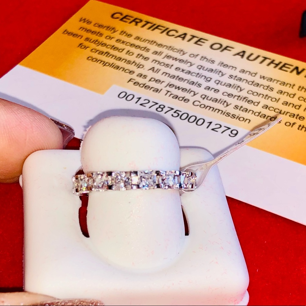 14k White Gold Vermeil Eternity Band, Swarovski Crystal wedding band, Engagement